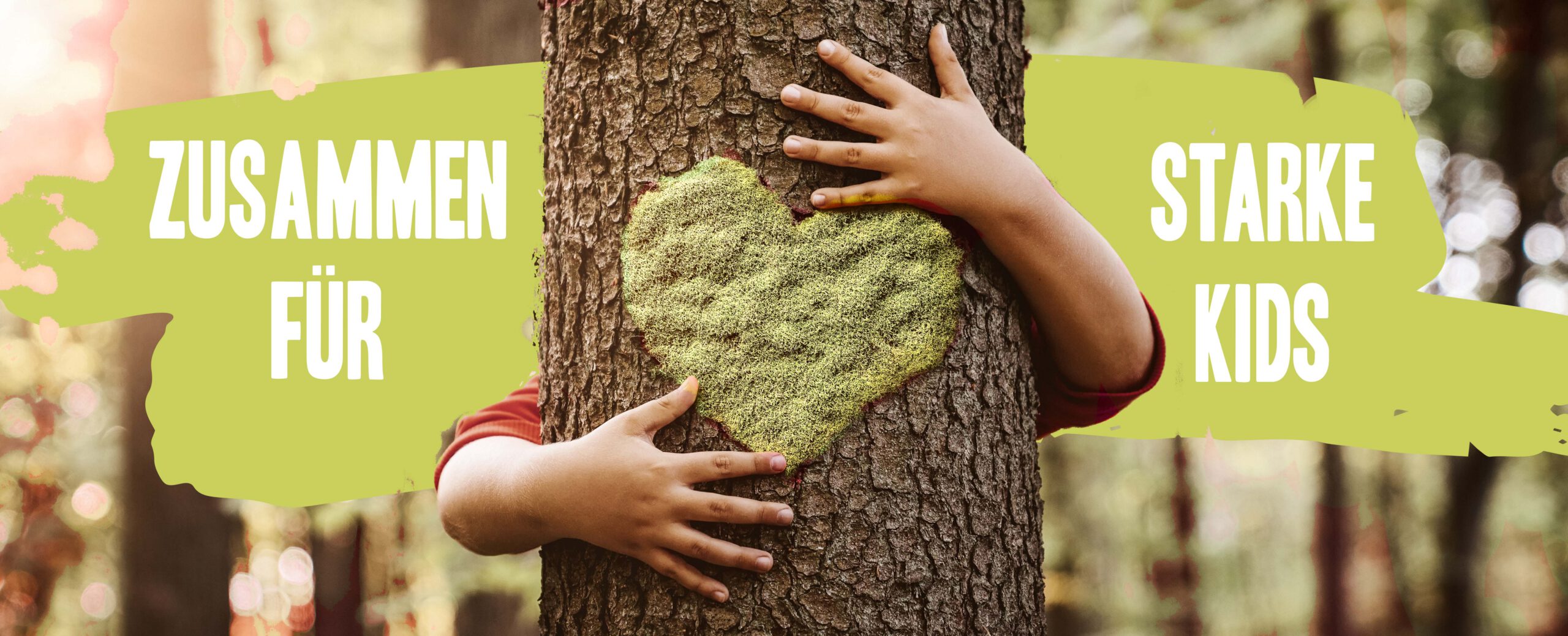 Nature Lover, Close Up Of Child Hands Hugging Tree With Copy Spa